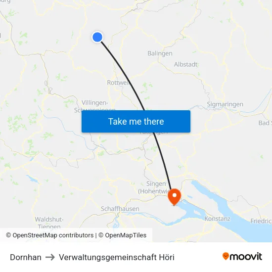 Dornhan to Verwaltungsgemeinschaft Höri map
