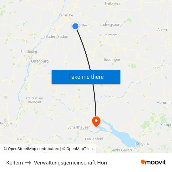 Keltern to Verwaltungsgemeinschaft Höri map