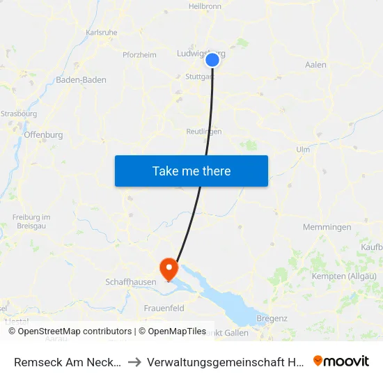 Remseck Am Neckar to Verwaltungsgemeinschaft Höri map