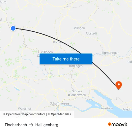 Fischerbach to Heiligenberg map