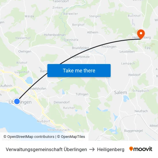 Verwaltungsgemeinschaft Überlingen to Heiligenberg map