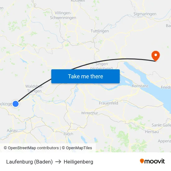 Laufenburg (Baden) to Heiligenberg map