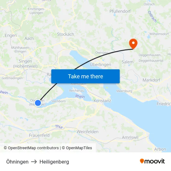 Öhningen to Heiligenberg map