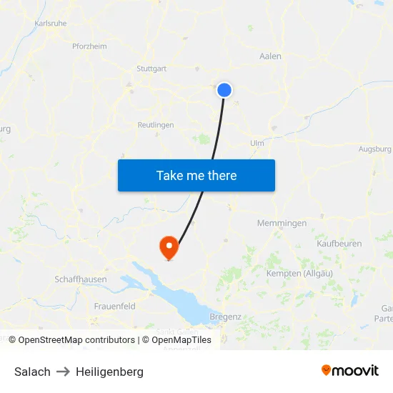 Salach to Heiligenberg map