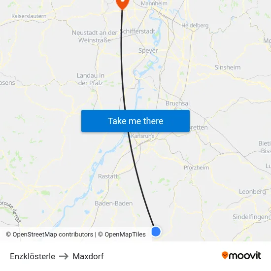 Enzklösterle to Maxdorf map