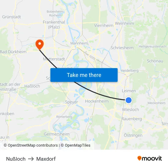 Nußloch to Maxdorf map