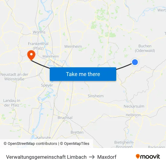 Verwaltungsgemeinschaft Limbach to Maxdorf map
