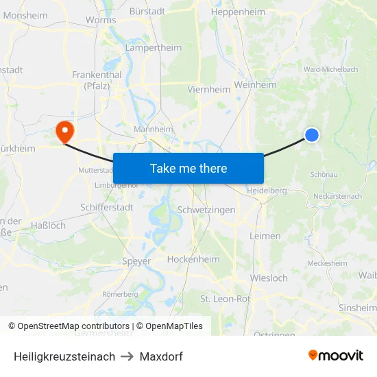 Heiligkreuzsteinach to Maxdorf map