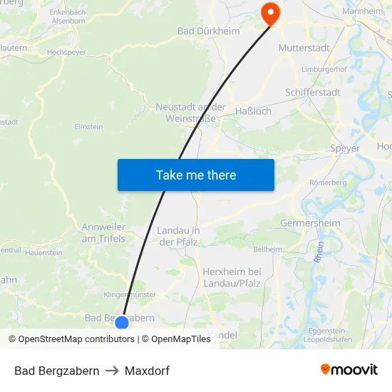 Bad Bergzabern to Maxdorf map