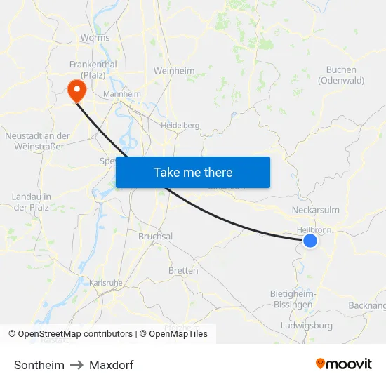 Sontheim to Maxdorf map