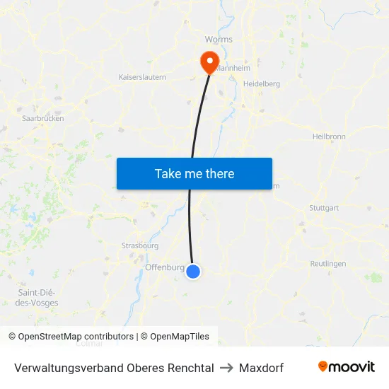 Verwaltungsverband Oberes Renchtal to Maxdorf map