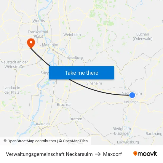 Verwaltungsgemeinschaft Neckarsulm to Maxdorf map