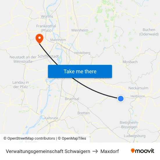 Verwaltungsgemeinschaft Schwaigern to Maxdorf map