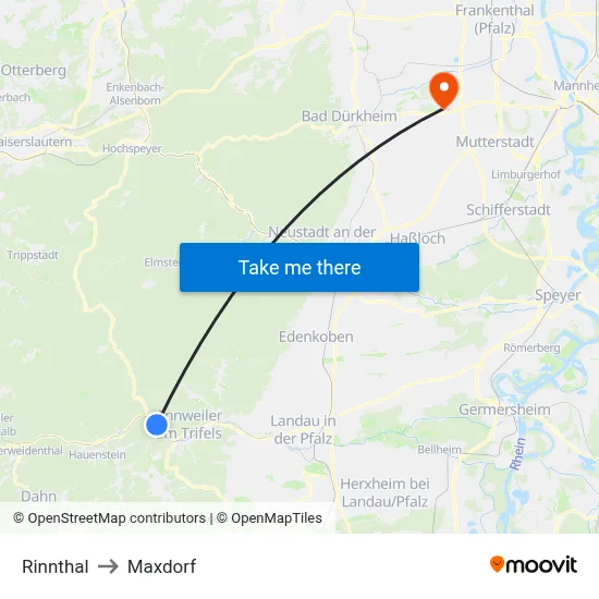 Rinnthal to Maxdorf map