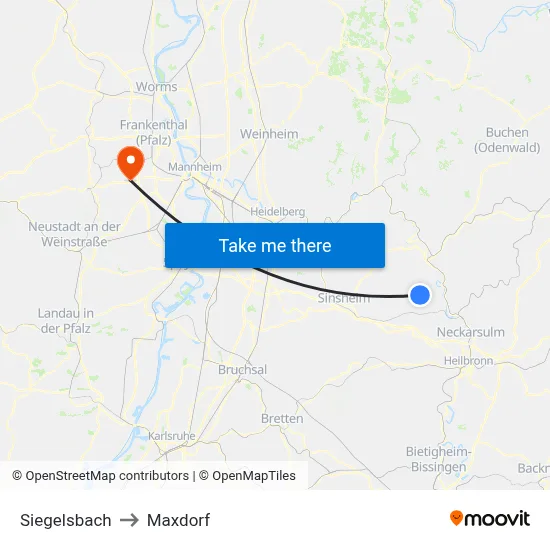 Siegelsbach to Maxdorf map