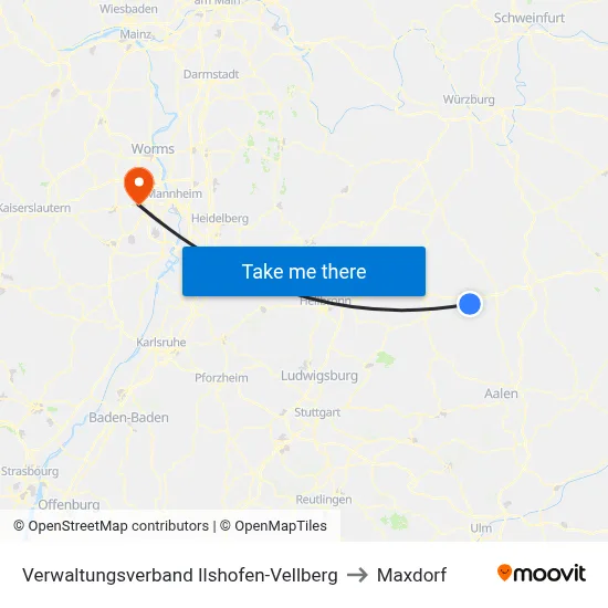 Verwaltungsverband Ilshofen-Vellberg to Maxdorf map