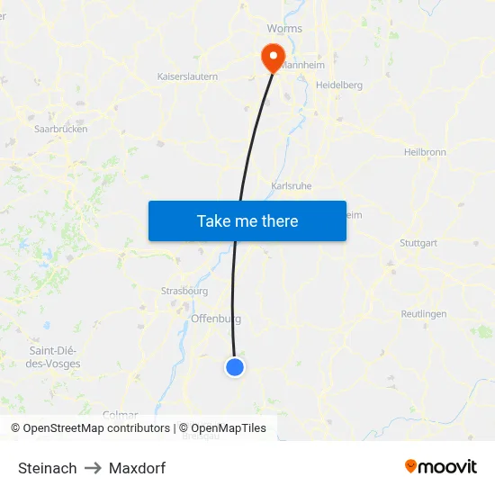 Steinach to Maxdorf map