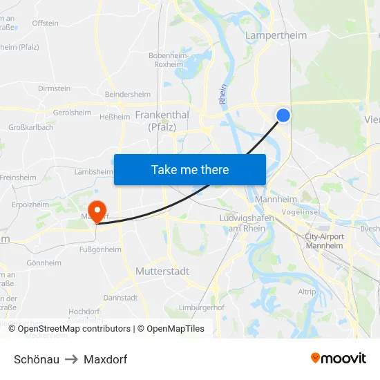 Schönau to Maxdorf map