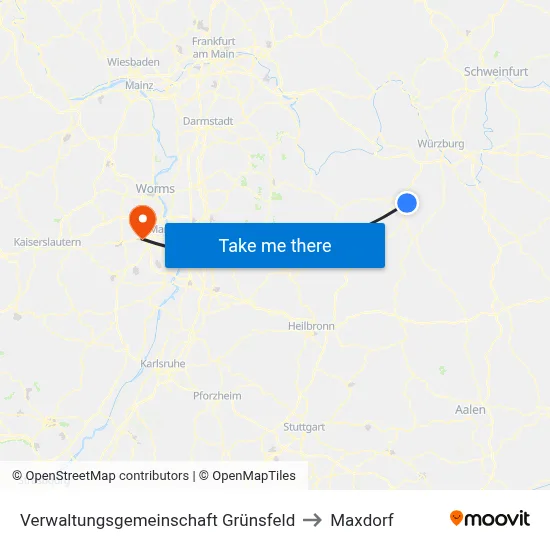 Verwaltungsgemeinschaft Grünsfeld to Maxdorf map