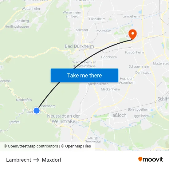 Lambrecht to Maxdorf map