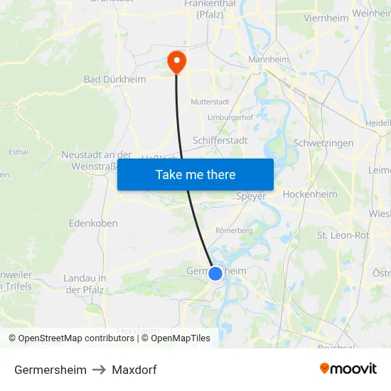 Germersheim to Maxdorf map