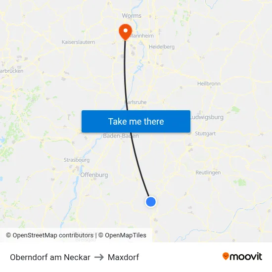 Oberndorf am Neckar to Maxdorf map