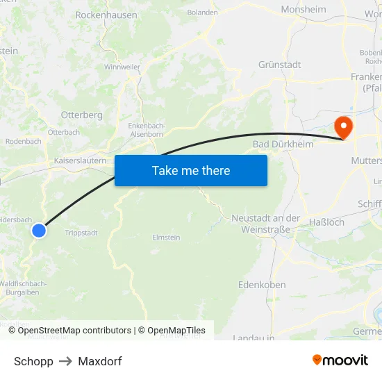 Schopp to Maxdorf map