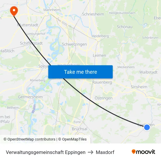 Verwaltungsgemeinschaft Eppingen to Maxdorf map