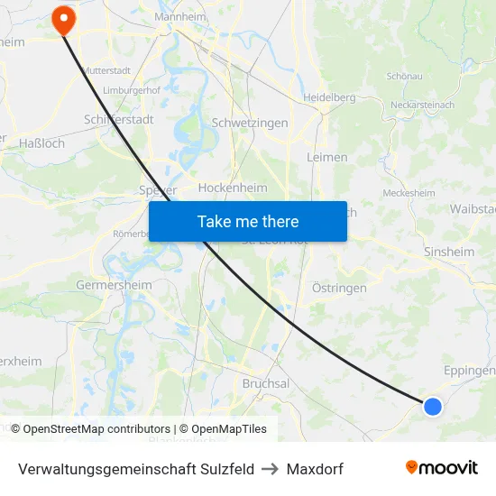Verwaltungsgemeinschaft Sulzfeld to Maxdorf map