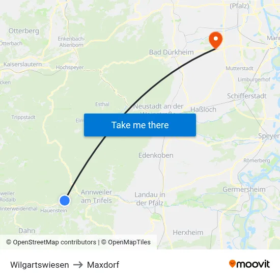 Wilgartswiesen to Maxdorf map