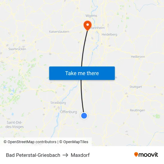 Bad Peterstal-Griesbach to Maxdorf map