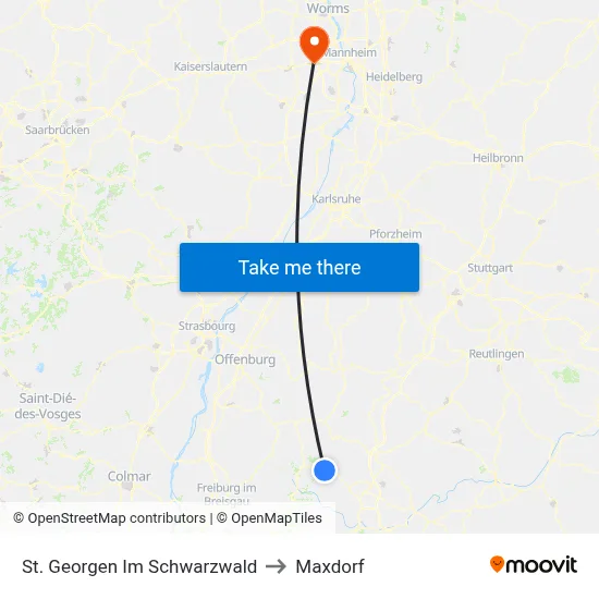 St. Georgen Im Schwarzwald to Maxdorf map