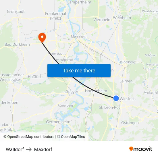 Walldorf to Maxdorf map