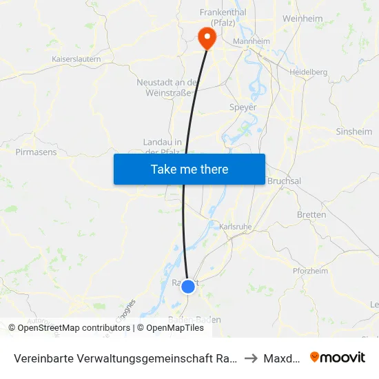 Vereinbarte Verwaltungsgemeinschaft Rastatt to Maxdorf map