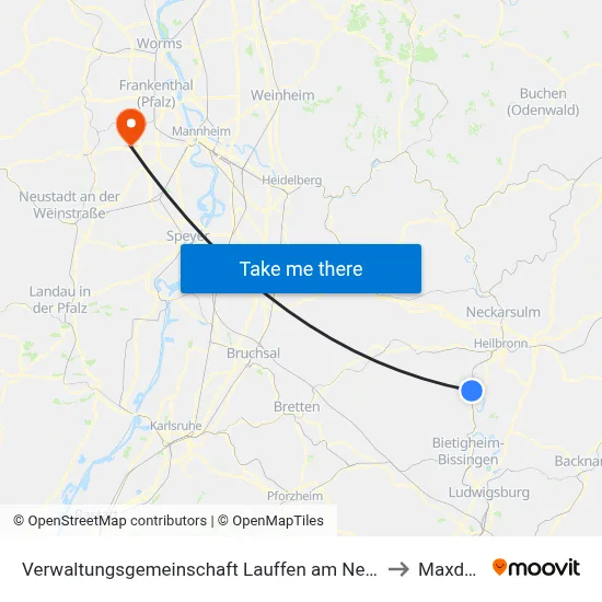 Verwaltungsgemeinschaft Lauffen am Neckar to Maxdorf map
