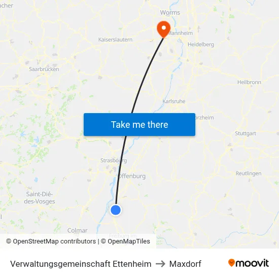 Verwaltungsgemeinschaft Ettenheim to Maxdorf map