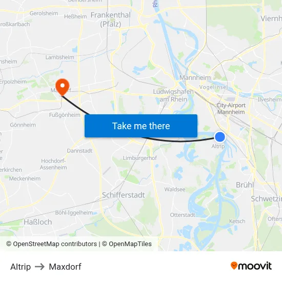 Altrip to Maxdorf map