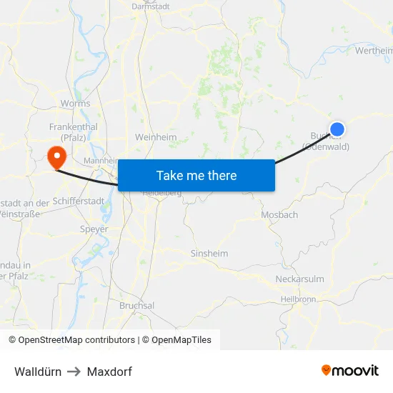 Walldürn to Maxdorf map