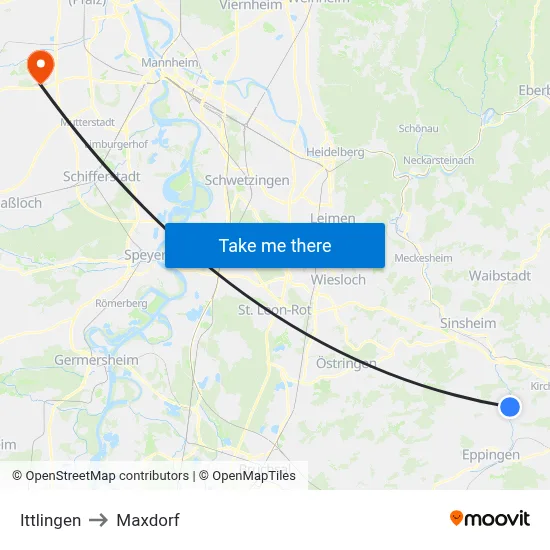 Ittlingen to Maxdorf map