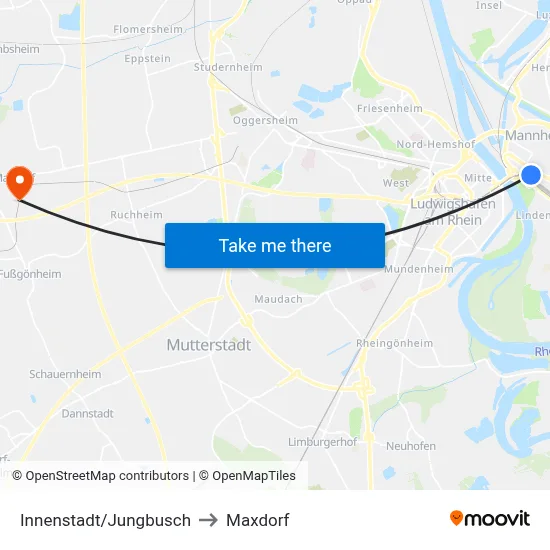 Innenstadt/Jungbusch to Maxdorf map