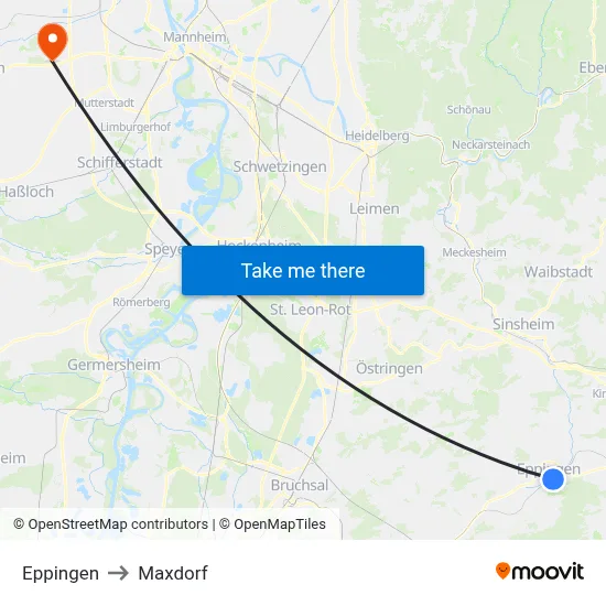 Eppingen to Maxdorf map