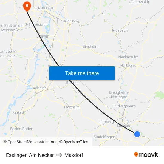 Esslingen Am Neckar to Maxdorf map