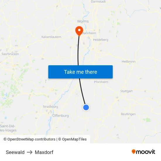 Seewald to Maxdorf map