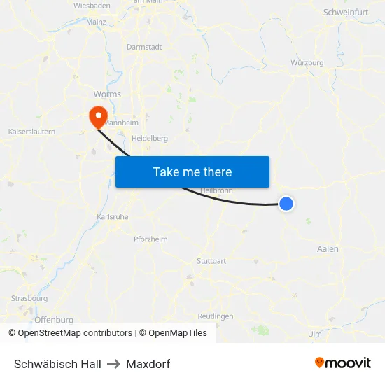 Schwäbisch Hall to Maxdorf map