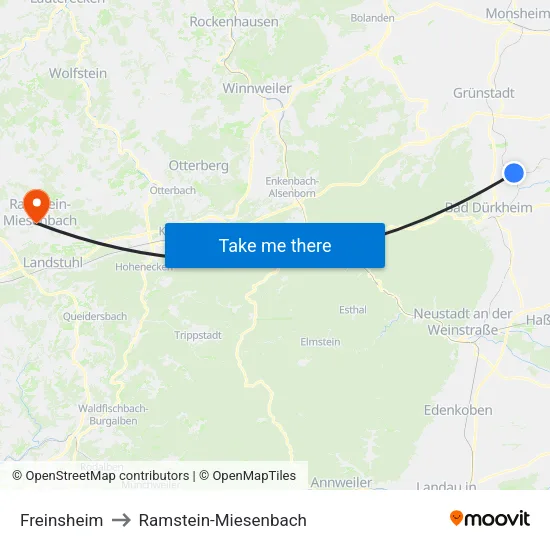 Freinsheim to Ramstein-Miesenbach map