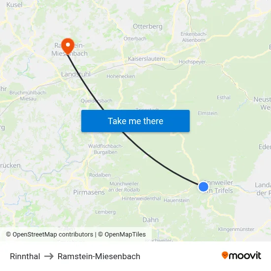 Rinnthal to Ramstein-Miesenbach map