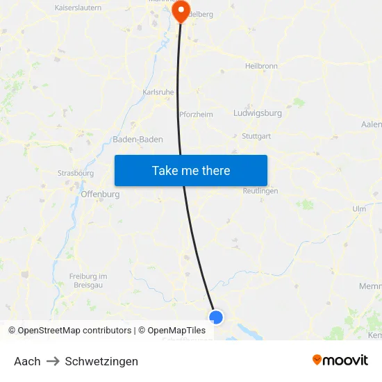 Aach to Schwetzingen map
