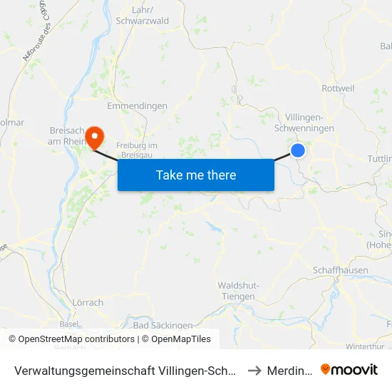 Verwaltungsgemeinschaft Villingen-Schwenningen to Merdingen map