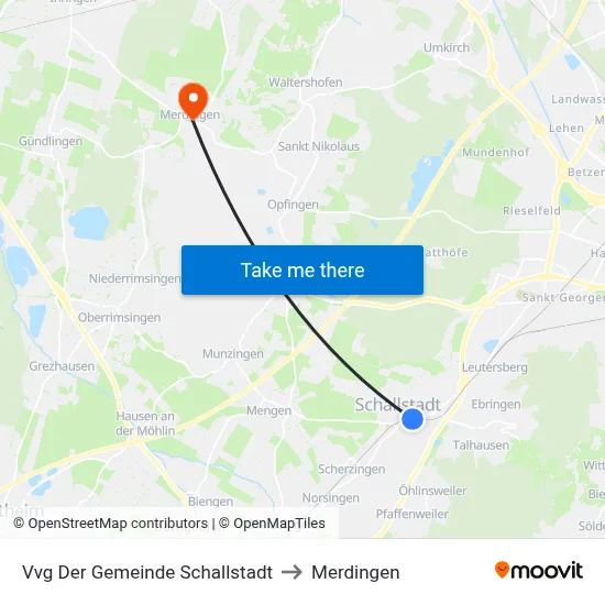 Vvg Der Gemeinde Schallstadt to Merdingen map