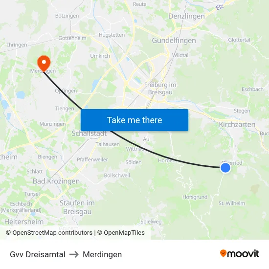 Gvv Dreisamtal to Merdingen map